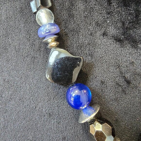 Womens Blue Swirls Circle Stack Pendant Necklace Jewelry with Lobster Clasp - Picture 5 of 8